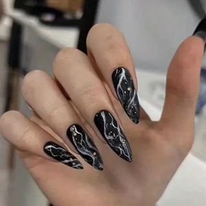 Gradient Plaid Butterfly Glossy full cover almond PRESS ON NAIL.